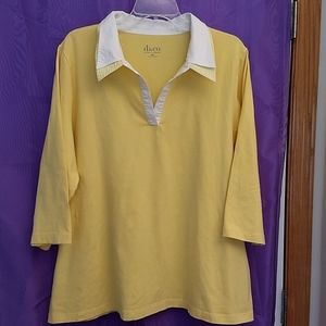 Yellow cotton 3/4 sleeve top